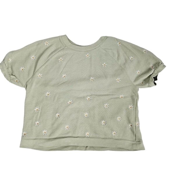 Madewell Daisy Embroidered Short Puff Sleeve Relaxed Fit Sweatshirt Size Medium - Picture 4 of 5